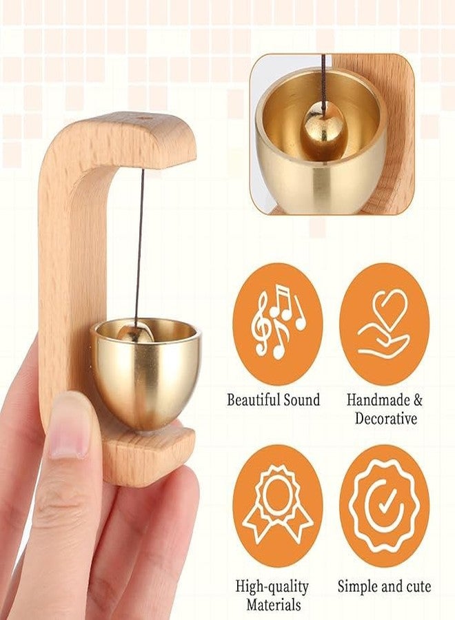 سبين كارت جرس باب خشبي على شكل حرف C من SPIN CART، وعاء نحاسي مع قاعدة خشبية طبيعية، جرس ترحيب مزخرف للمتاجر والمكاتب والمقاهي والأبواب الأمامية - Image 4